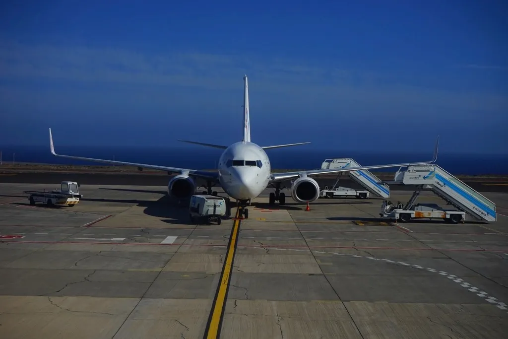 Aircraft parked on an airport apron